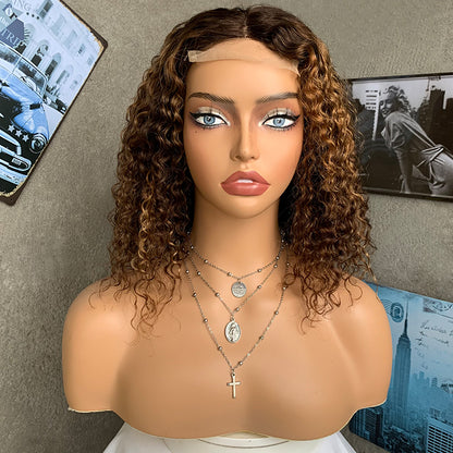 14" Bobs JC Lace Front Human Hair Wigs with Kinky Curly