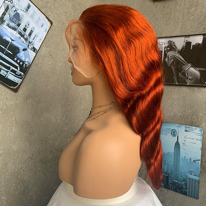 18" Red Body Wave Lace Front Human Hair Wigs