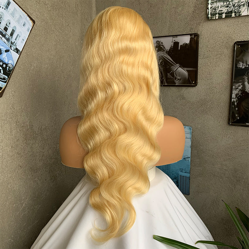 22" Golden Body Wave Lace Front Human Hair Wigs