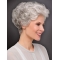 6" Cropped Curly New Monofilament Grey Wigs