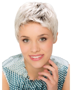 6" Cropped Straight Modern Monofilament Grey Wigs 6" Cropped Straight Modern Monofilament Grey Wigs