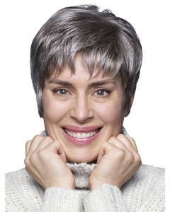 6" Cropped Straight Style 100% Hand-tied Grey Wigs 6" Cropped Straight Style 100% Hand-tied Grey Wigs