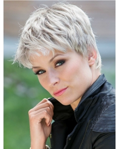Discount Lace Front Cropped Synthetic Grey Wigs Discount Lace Front Cropped Synthetic Grey Wigs
