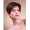 Straight Brown Boycuts 6" Monofilament Synthetic Ladies Short Hairstyles