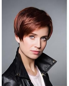 Monofilament 6" Straight Synthetic Cropped Auburn Boycuts Wigs For Cancer Patients Monofilament 6" Straight Synthetic Cropped Auburn Boycuts Wigs For Cancer Patients