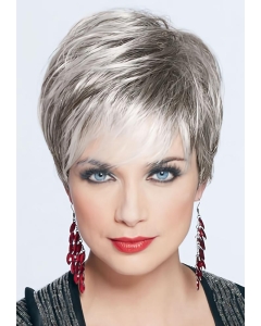 Suitable Monofilament Cropped Synthetic Grey Wigs Suitable Monofilament Cropped Synthetic Grey Wigs