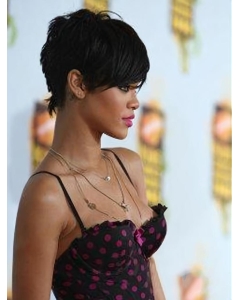 Black Straight Cropped Rihanna Wigs Black Straight Cropped Rihanna Wigs