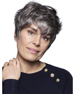 6" Cropped Wavy Top 100% Hand-tied Grey Wigs 6" Cropped Wavy Top 100% Hand-tied Grey Wigs