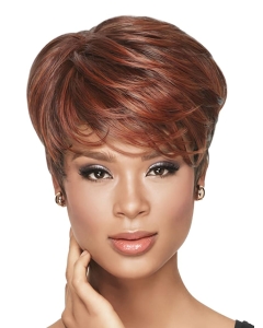 Mature Red Wavy Cropped African American Wigs Mature Red Wavy Cropped African American Wigs
