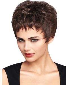 Mature Auburn Boycuts Wavy Short Wigs