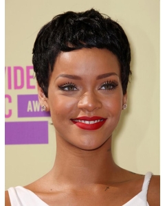 Black 6" Wavy Boycuts Cropped Rihanna Wigs Black 6" Wavy Boycuts Cropped Rihanna Wigs