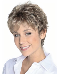 Refined Wavy Cropped Synthetic Grey Wigs Refined Wavy Cropped Synthetic Grey Wigs