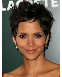 Popular Black Wavy Cropped Halle Berry Wigs Popular Black Wavy Cropped Halle Berry Wigs