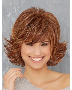 Chin Length Copper 10" Wavy Synthetic Monofilament Wigs Chin Length Copper 10" Wavy Synthetic Monofilament Wigs