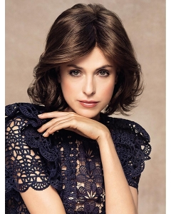 Wavy 10" Brown Chin Length Remy Human Hair Without Bangs Human Hair Monofilament Wig