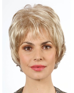 Wavy Chin Length Platinum Blonde 10" With Bangs Synthetic Mono Wig Wavy Chin Length Platinum Blonde 10" With Bangs Synthetic Mono Wig