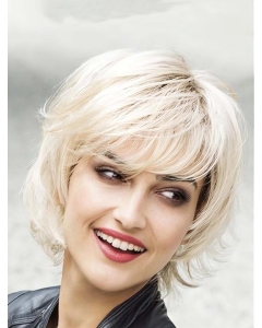 Platinum Blonde Layered Synthetic 10" Wavy Medium Wigs Women Platinum Blonde Layered Synthetic 10" Wavy Medium Wigs Women