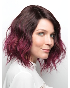 Black To Fuchsia 12" Without Bangs Chin Length Flexibility Monofilament Wigs Black To Fuchsia 12" Without Bangs Chin Length Flexibility Monofilament Wigs
