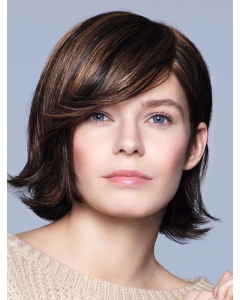 Brown 12" With Bangs Chin Length Perfect Monofilament Wigs Brown 12" With Bangs Chin Length Perfect Monofilament Wigs
