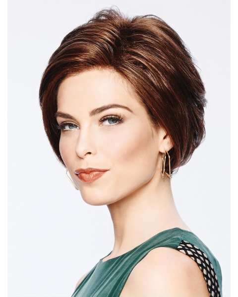 Brown Capless Chin Length Wavy Synthetic Wig