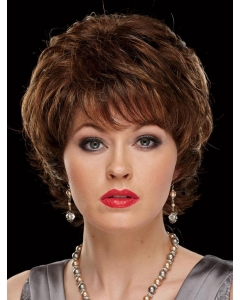 Fashional Chin Length Wavy Brown With Bangs Beautiful Wigs Fashional Chin Length Wavy Brown With Bangs Beautiful Wigs