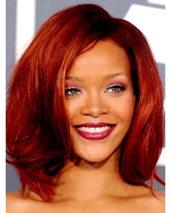 Rihanna Red With Simple Wavy 12 Inches Lace Front Human Wigs Rihanna Red With Simple Wavy 12 Inches Lace Front Human Wigs