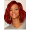 Rihanna Red Wavy Chin Length Lace Front Human Wigs