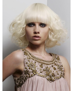 Young Fashion Platinum Blonde Beautiful Chin Length Wavy Full Lace Wigs Young Fashion Platinum Blonde Beautiful Chin Length Wavy Full Lace Wigs