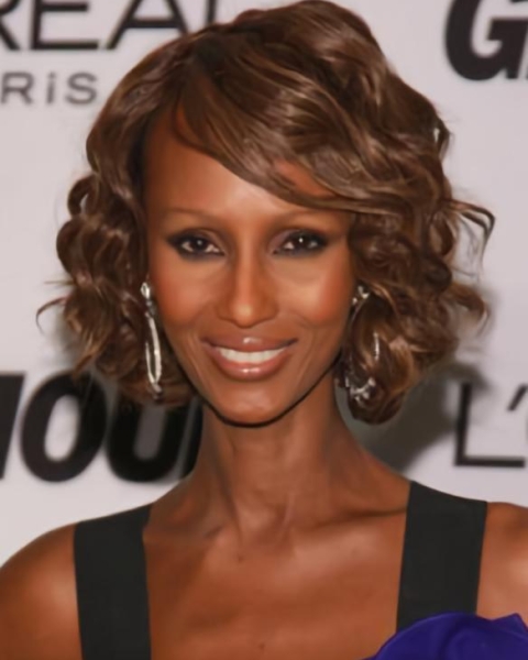 Capless Chin Length Wavy Synthetic Iman Wigs