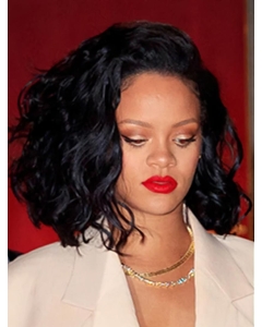 Black 14" Wavy Bobs Chin Length Rihanna Wigs Black 14" Wavy Bobs Chin Length Rihanna Wigs