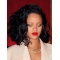 Black 14" Wavy Bobs Chin Length Rihanna Wigs