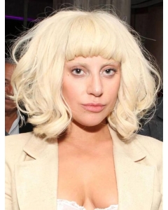 Wavy Blonde Lace Front Chin Length With Bangs Lady Gaga Wigs Wavy Blonde Lace Front Chin Length With Bangs Lady Gaga Wigs