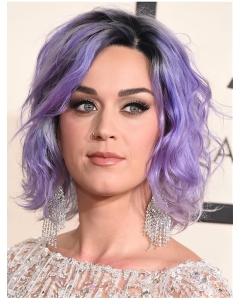 Wavy Purple Full Lace Chin Length Bobs Katy Perry Wigs Wavy Purple Full Lace Chin Length Bobs Katy Perry Wigs