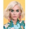 Wavy Platinum Blonde Lace Front Chin Length Bobs Katy Perry Wigs