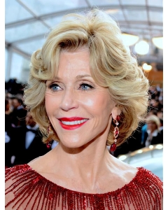 Blonde 10" Wavy Without Bangs Chin Length Jane Fonda Wigs Blonde 10" Wavy Without Bangs Chin Length Jane Fonda Wigs