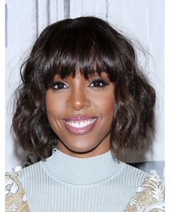 Wavy Brown Bobs Capless Chin Length Kelly Rowland Wigs Wavy Brown Bobs Capless Chin Length Kelly Rowland Wigs