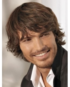 Fashion Brown Wavy Chin Length Men Wigs Fashion Brown Wavy Chin Length Men Wigs