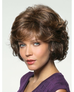 Brown Suitable Wavy Remy Human Hair Medium Wigs Brown Suitable Wavy Remy Human Hair Medium Wigs