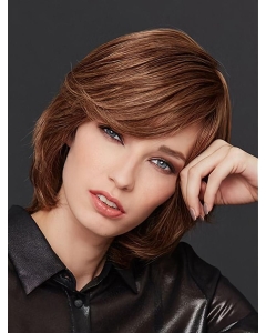 Chin Length Straight Monofilament Brown With Bangs Women Wig Medium Chin Length Straight Monofilament Brown With Bangs Women Wig Medium