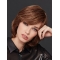 Chin Length Straight Monofilament Brown With Bangs Women Wig Medium