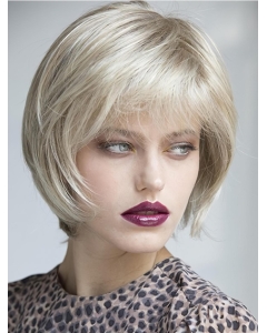 100% Hand-tied Platinum Blonde Synthetic 10" Chin Length Ladies Bob Wigs 100% Hand-tied Platinum Blonde Synthetic 10" Chin Length Ladies Bob Wigs
