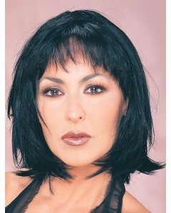Straight Monofilament Black Chin Length Classic Lady Wigs Straight Monofilament Black Chin Length Classic Lady Wigs