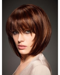 Designed Auburn Straight Chin Length Human Hair Wigs Designed Auburn Straight Chin Length Human Hair Wigs