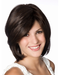 Straight 11" Black Layered Ladies Human Hair Wigs Straight 11" Black Layered Ladies Human Hair Wigs
