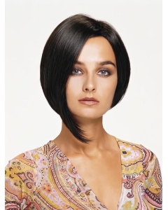 Convenient Black Lace Front Chin Length Human Hair Wigs Convenient Black Lace Front Chin Length Human Hair Wigs