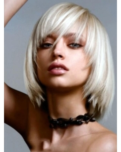 Young Fashion Platinum Blonde Medium Long Bob Straight Lace Front Wigs Young Fashion Platinum Blonde Medium Long Bob Straight Lace Front Wigs