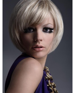 Young Fashion Chin Length Bobs Straight Style Platinum Blonde Wigs Young Fashion Chin Length Bobs Straight Style Platinum Blonde Wigs