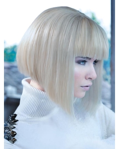 Young Fashion Platinum Blonde Chin Length With Clear Clean lines Lace Front Wigs Young Fashion Platinum Blonde Chin Length With Clear Clean lines Lace Front Wigs