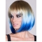 Straight Capless Blue 100% Indian Remy Hair Ombre Wigs 