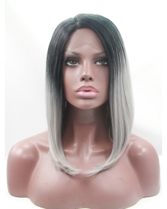 Synthetic Chin Length Ombre/2 Tone Lace Front 12" Without Bangs Straight Wigs Synthetic Chin Length Ombre/2 Tone Lace Front 12" Without Bangs Straight Wigs